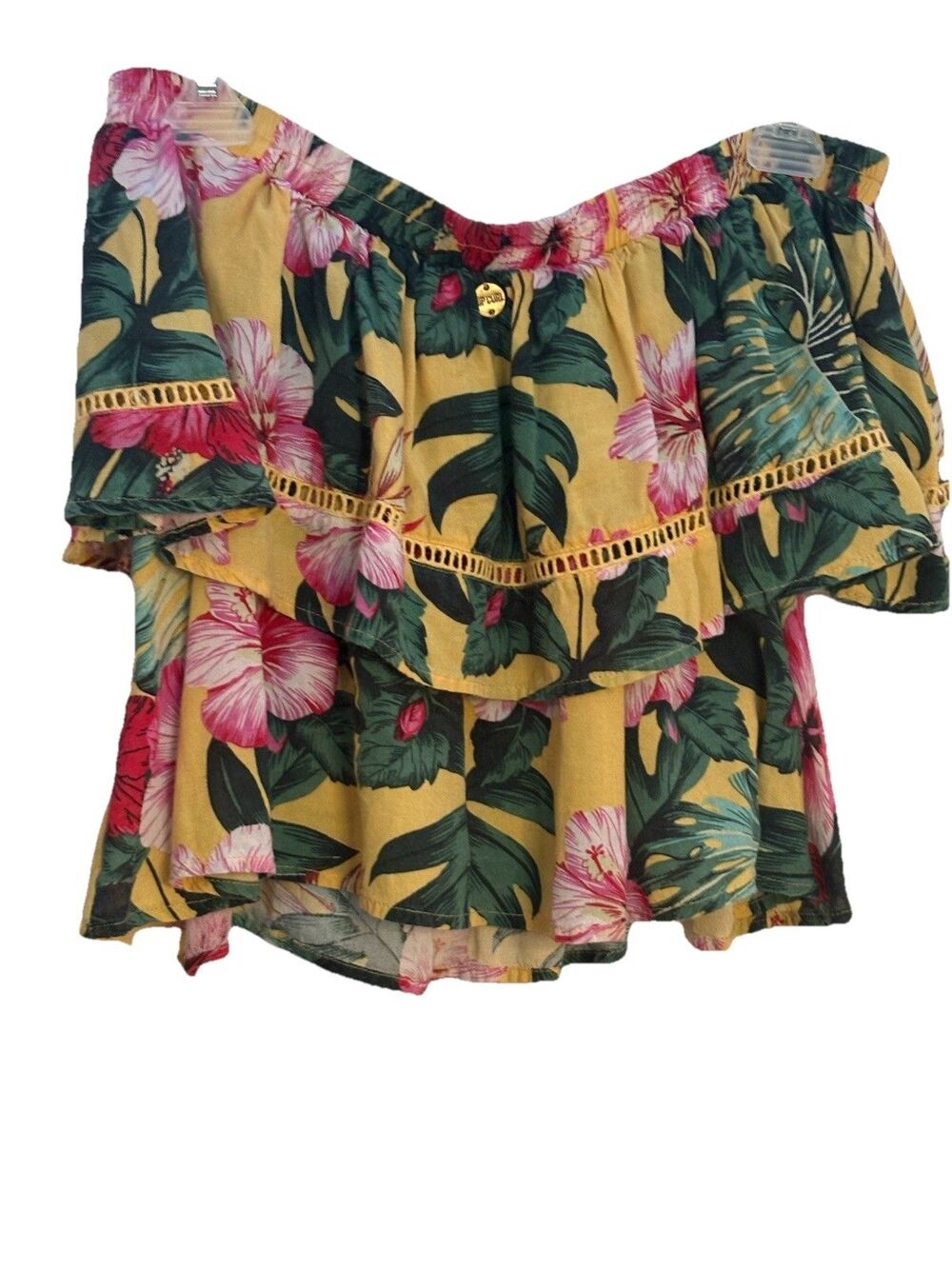 Rip Curl Women's Crop Off The Shoulder Hanalei Bay Top XS Floral Viscose